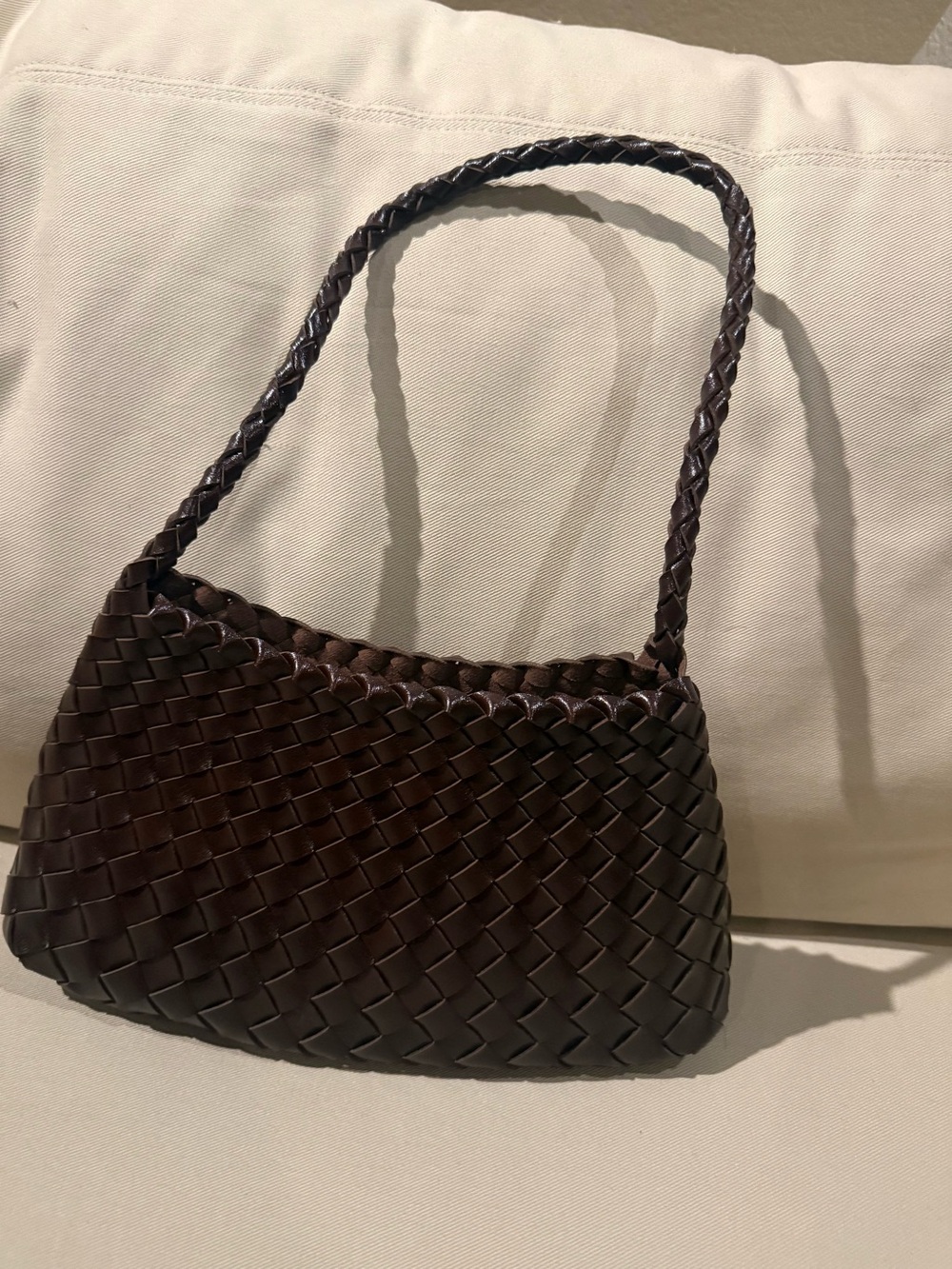 Anthropologie Calla Woven Leather Shoulder Bag - Chocolate - Picture 2 of 4